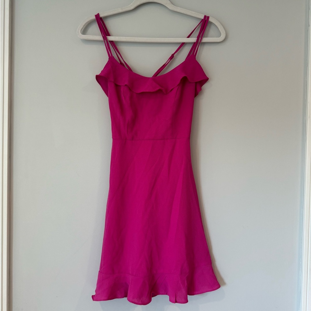 B Darlin Mini Ruffle Dress in Hot Prink
